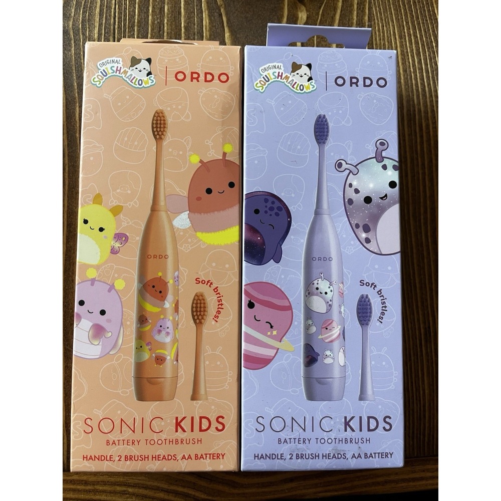 New! Set Of 2 ORDO Sonic Kids Rechargeable Toothbrush Soft Squishmallows Space
